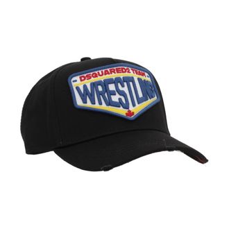 Dsquared2 Wrestling Patch Baseball Cap - Heren - Petten - Zwart - ONE Size - Katoen - Accessoires