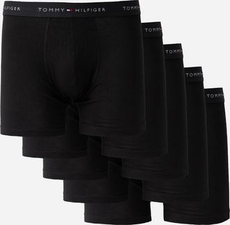 Tommy Hilfiger Mens Tommy Hilfiger 5-Pack Logo Waistband Mens Boxer Briefs - Black - Size: 37/36/32
