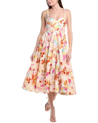 AMUR Amur Kellem Silk-Blend Midi Dress