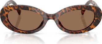 Dolce & Gabbana 53mm Oval Sunglasses in Leo Transparent /Dark Brown at Nordstrom