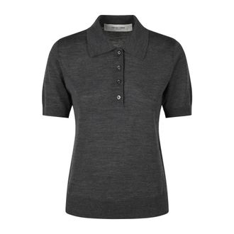 Golden Goose Polo de punto de manga corta de lana merino - Tops - Mujer - Gris - M