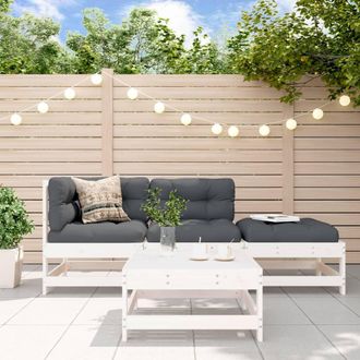 vidaXL Juego De Muebles De Jard&iacute;n 4 Pzas Madera Maciza De Pino Blanco Vidaxl