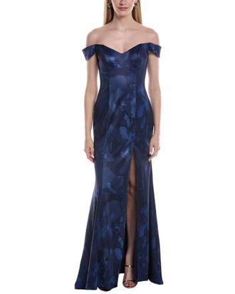 Rene Ruiz Printed Stretch Crepe Mermaid Gown