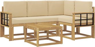 vidaXL Conjunto De Sof&aacute;s De Exterior 5 Uds. Y Beige Vidaxl
