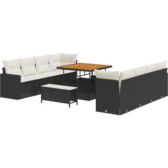 vidaXL Vidaxl - Garden Sofa Set Manual 11 pcs Black and cream 100 x 100 x 71 cm