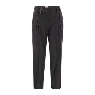 Brunello Cucinelli Anthracite Pleated Tailored Trousers, Brand Size 48 (US Size 14)