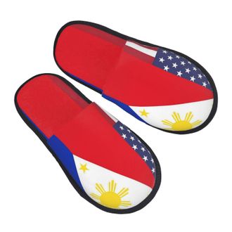 Generic Warm Slipper Us Philippines Flag Home Slipper Breathable House Shoes Comfortable Scuff Slippers For Travel Hotel Bedroom M