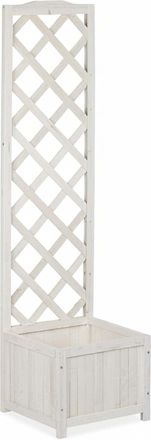 Relaxdays Relaxdays P&eacute;rgola De Jard&iacute;n, Enrejado De Madera, Decoraci&oacute;n De Exterior, Macetero, 25 L, 145,5 Cm, Blanco