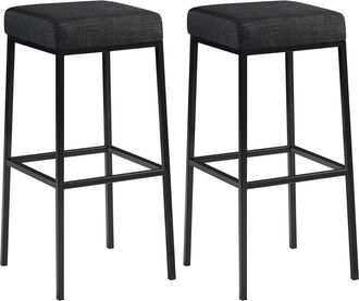 Clp Clp - Set De 2 Taburetes Montreal En Tela Altura 80 Cm Gris Oscuro Negro