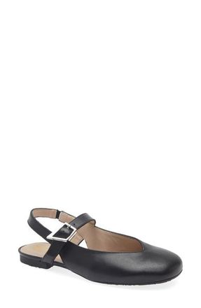 Wonders Round Toe Slingback Flat in Sauv.black at Nordstrom, Size 9.5-10Us