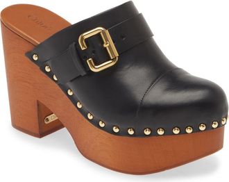 Chloé Jeanette Platform Clog in 001 Black at Nordstrom, Size 10Us