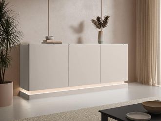 Pascal Morabito Credenza 3 ante con LED in MDF Beige ed effetto marmo Bianco - DEVIKA di Pascal MORABITO