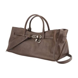Margesherwood Leather with Hardware Bow Shoulder Bag - Brown
