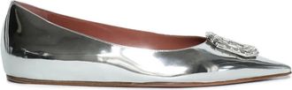 Amina Muaddi Camelia ballet flats - women - Leather/Patent Calf Leather/Kid Leather/Thermoplastic Polyurethane (TPU) - 40.5 - Silver