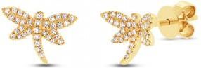 Allurez 0.17ct 14k Yellow Gold Diamond Dragonfly Earrings