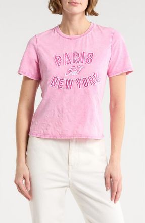Cinq &agrave; Sept Garment Dyed Cotton Graphic Shrunken T-Shirt in Carnation at Nordstrom Rack, Size Xx-Small