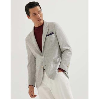Brunello Cucinelli MenS Pearl Grey Wool Knit Jacket, Size 34