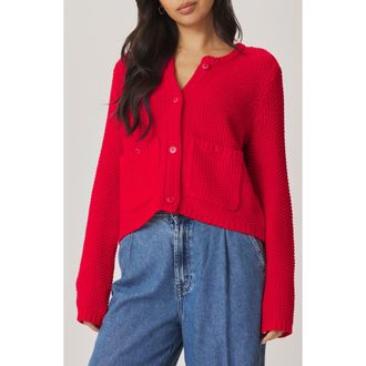 Splendid Angela Chunky Cotton Blend Cardigan in Rouge Red at Nordstrom, Size X-Large