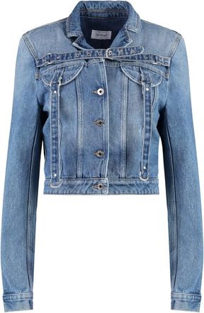 Off-white Cropped denim jack met schoudervullingen - Dames - Spijkerjassen - Blauw - S - Denim - Jassen