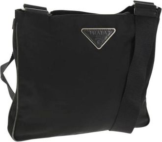 Prada Pre-owned Cross Body Bags, female, Black, Size: ONE SIZE Pre-owned Nylon Cross Body Bag