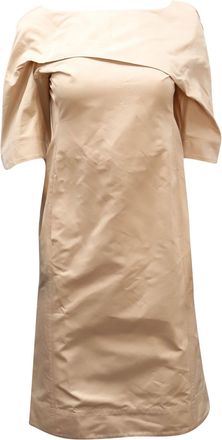 Jil Sander Short Sleeves Midi Dress in Nude Polyester