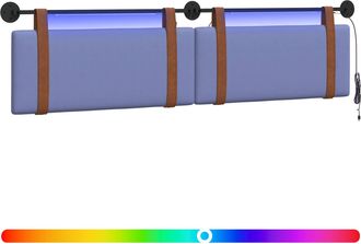 vidaXL Cabecero Colgante Con Luz Led Azul Jeans Pu Antiguo Vidaxl