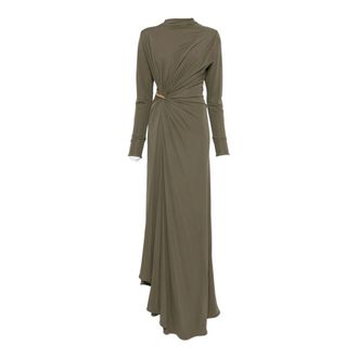 Bottega Veneta Kleedjes, Dames, Groen, S, Crepe Viscose Jersey Jurk