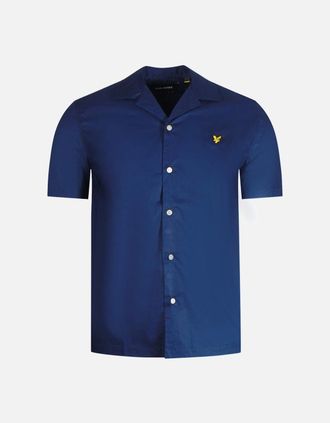 Lyle & Scott Mens Lyle & Scott Navy Blue Short Sleeve Resort Shirt - Size: 40/Regular
