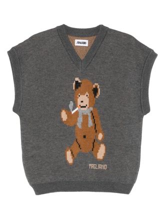 Magliano Teddy Bear v-neck sweater - men - Polyester/Wool - M - Grey