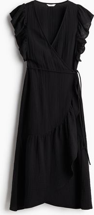 H&M Wickelkleid aus Musselin - Schwarz