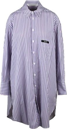 Palm Angels Kleedjes, Dames, Paars, S, Katoen, Abito Camicia Over