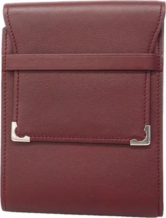 Cartier Bordeaux Leather Wallet (Tri-Fold) (Pre-Owned)
