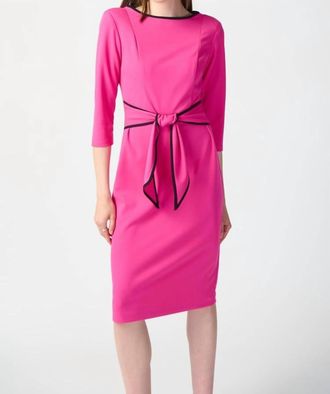 Joseph Ribkoff Scuba Crepe Sheath Dress In Ultra Pink/black
