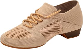 Generic Womens Jazz Tacon Shoes, Sports Training Shoes for Women, Zumba Sports Walking Dance Shoes, Bright Breathable Lace-Up Shoe, 36-42EU, Khaki, 8.5 UK