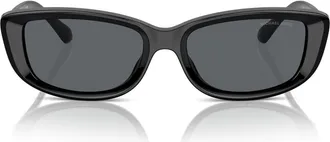 Michael Kors Asheville 54mm Rectangular Sunglasses in Black /Dark Grey Solid at Nordstrom