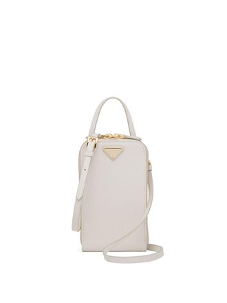 Prada logo-plaque mini bag - women - Leather/Leather - OS - White