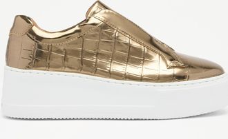 Russell & Bromley PARK UP Womens Gold Laceless Flatform Trainer