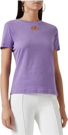 Elisabetta Franchi Jersey T-shirt met logo-embleem - Dames - T-shirts - Paars - M - Katoen - Tops