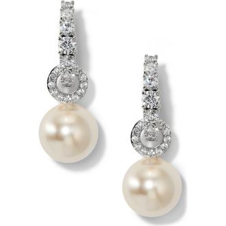 Nadri Imitation Pearl Door Knocker Drop Earrings in Rhodium at Nordstrom