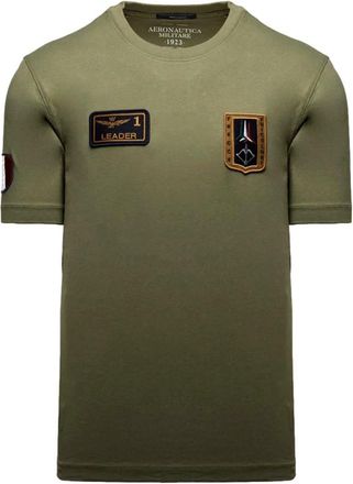 Aeronautica T Shirt Con Patch Frecce Tricolori - Heren - T-shirts - Groen - XL - Katoen - Tops