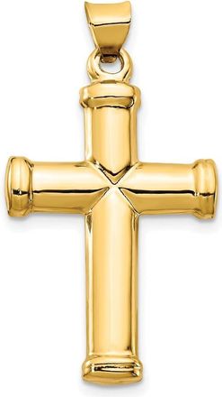 Diamond2Deal 14k Yellow Gold Polished Stamping Cross Pendant