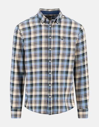 Fynch-Hatton Mens Multicolour Flannel Check Shirt Sand - Size: 42/Regular