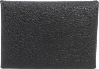 Herm&egrave;s Black Chevre Leather Coin Purse/Coin Case (Pre-Owned)