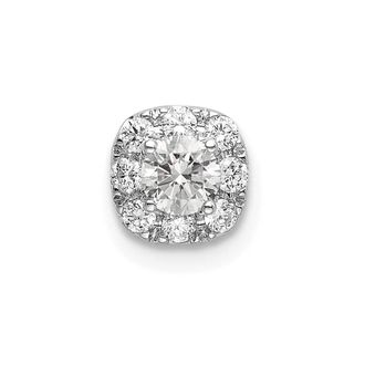 Diamond2Deal 14K White Gold Lab Grown Diamond Cushion Halo Pendant (0.35ct, VS, G-H)
