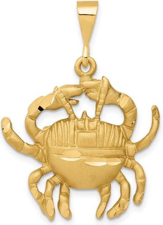Diamond2Deal 14k Yellow Gold Satin Diamond-cut Cancer Zodiac Charm Pendant