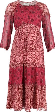 BA&SH Ba&sh Gypsie midi-jurk met gemengde print in bordeauxrode viscose