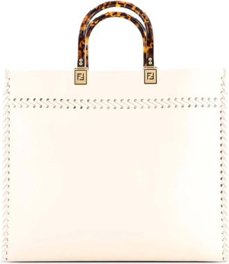 Fendi Sunshine Shopper Whipstitch Leather Medium tote bag - Toni neutri