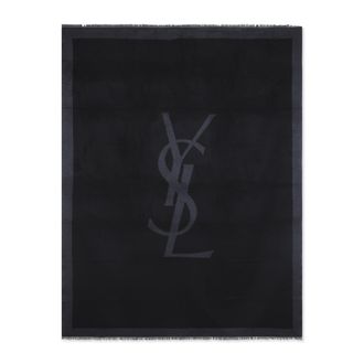 Saint Laurent Womens Black Silk Scarf - One Size