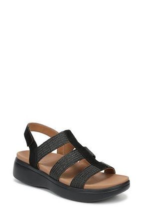 Vionic Sabrina Fisherman Platform Sandal in Black Leather And Suede at Nordstrom Rack, Size 9