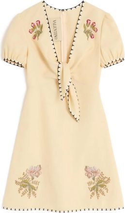 Valentino Garavani embroidered mini dress - women - Linen/Flax/Viscose - 40 - Neutrals